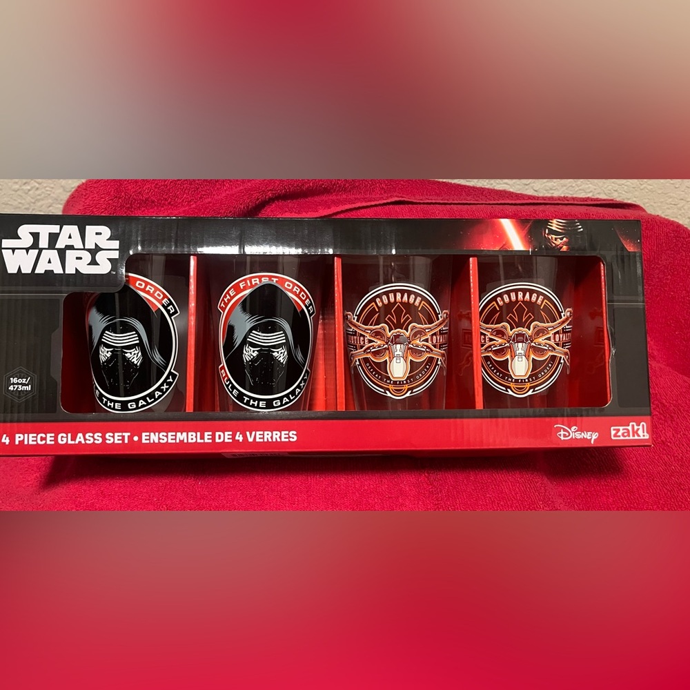 Star Wars The First Order 4 Piece Glass Set. Zak Disney 16 Oz.